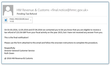 Example of a phishing email.
