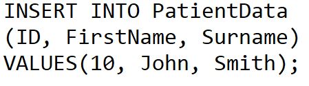 Insert query code in SQL