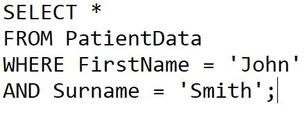 Select where and query code in SQL