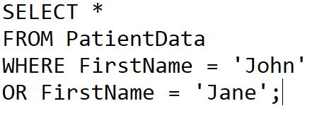 Select where or query code in SQL